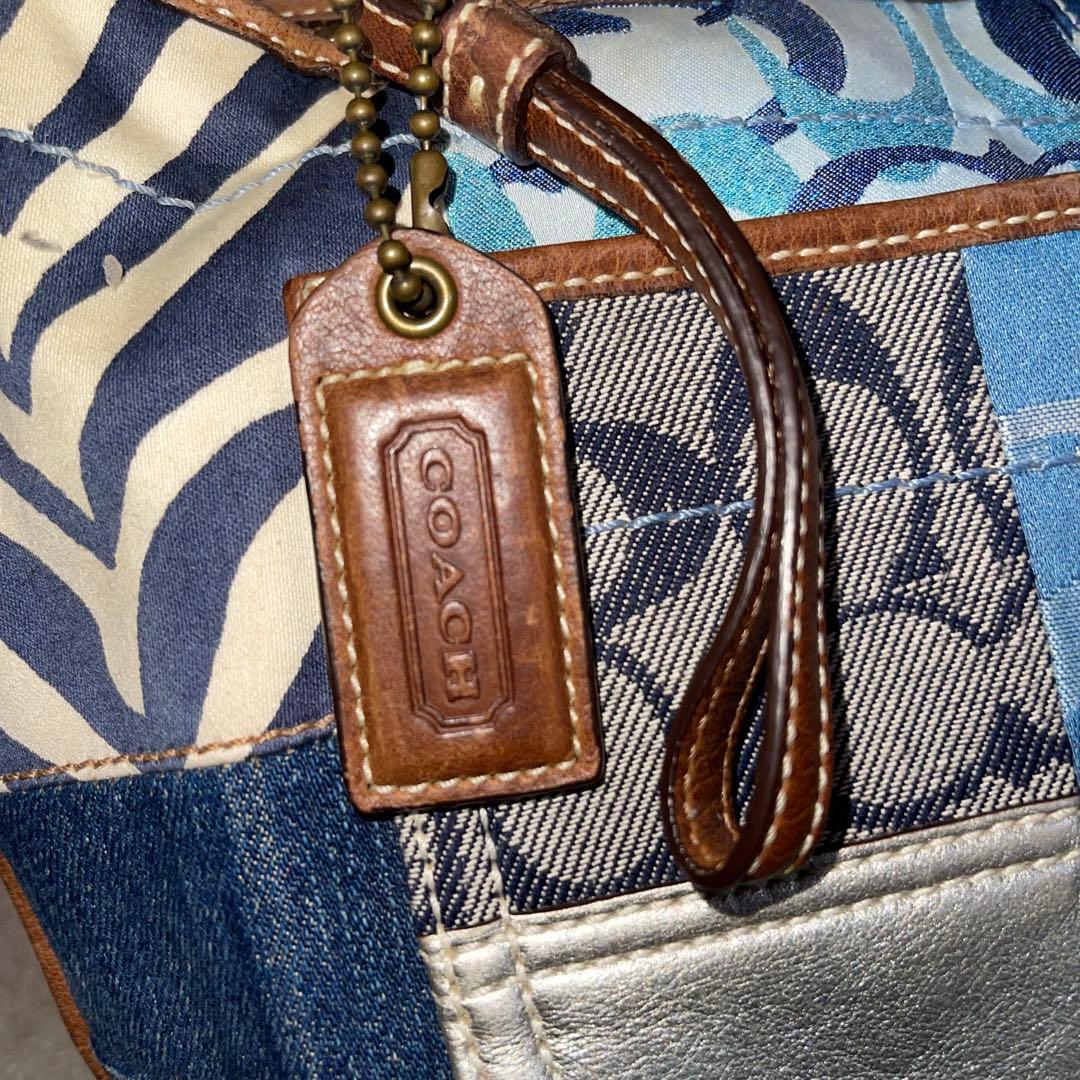COACH コーチ パッチワーク デニム ワンショルダーバッグ シグネチャー
