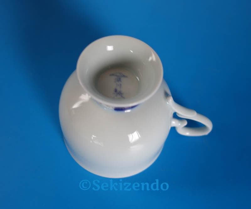 有田焼 染錦 深川製磁 富士山 カップ＆ソーサー 高台 碗皿 共箱 2489