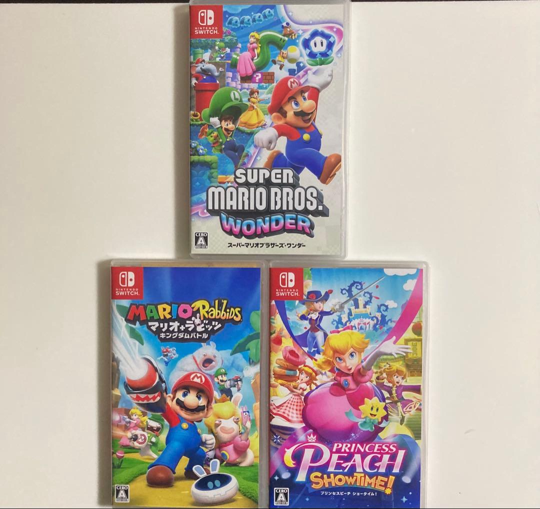 【美品】マリオワンダー、プリンセスピーチ ショータイム、マリオラビッツキングダム マリオカート8 デラックス & プリンセスピーチ！ショータイム！ 2本