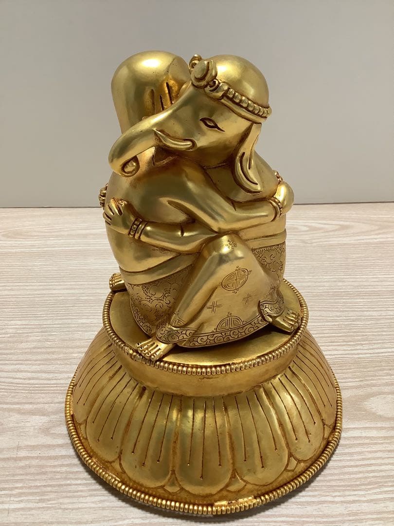《 チベット密教　新品　1点物 》 オリジナル　鍍金　ガネーシャ　歓喜天　76