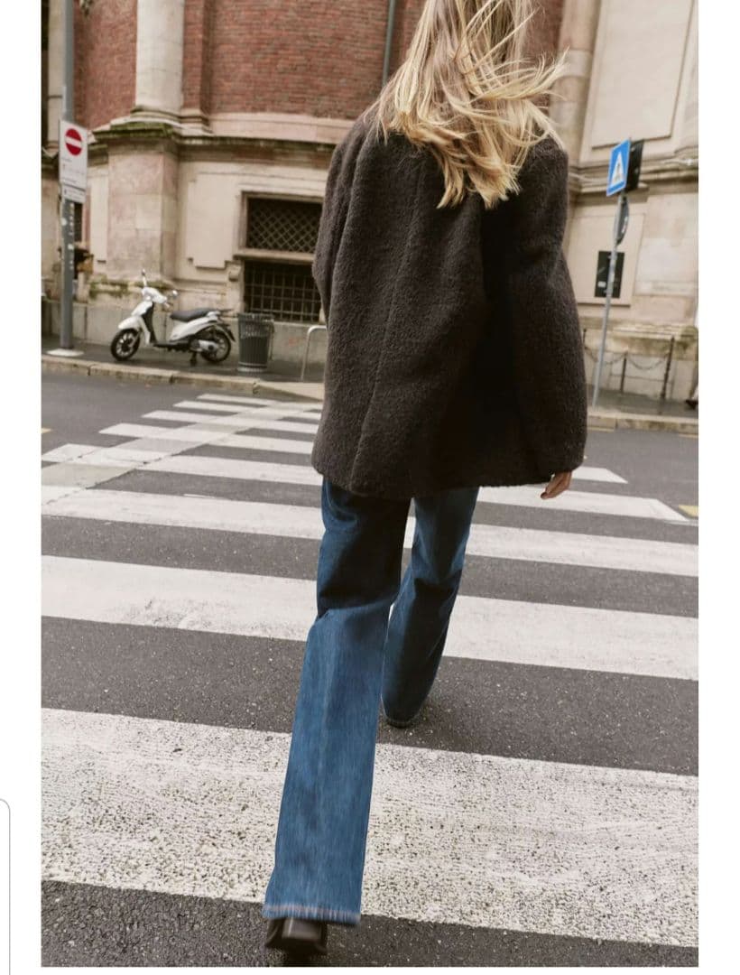 大人気】ZARA ブークレダブルブレストミディ丈コート （L） - メルカリ