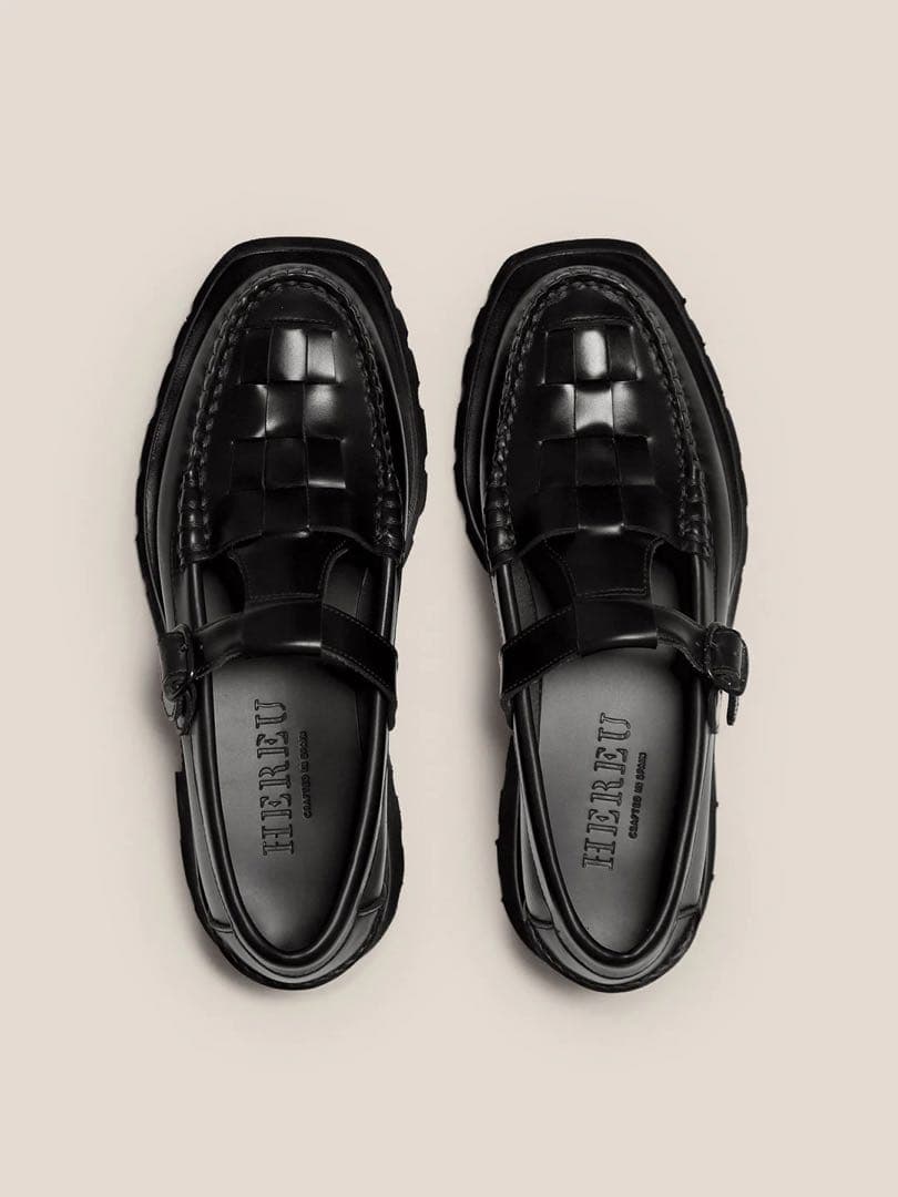 HEREU SOLLER SPORT ブラックローファー 38 SOLLER SPORT - Tread Sole T-Bar Loafer - HEREU JAPAN Official