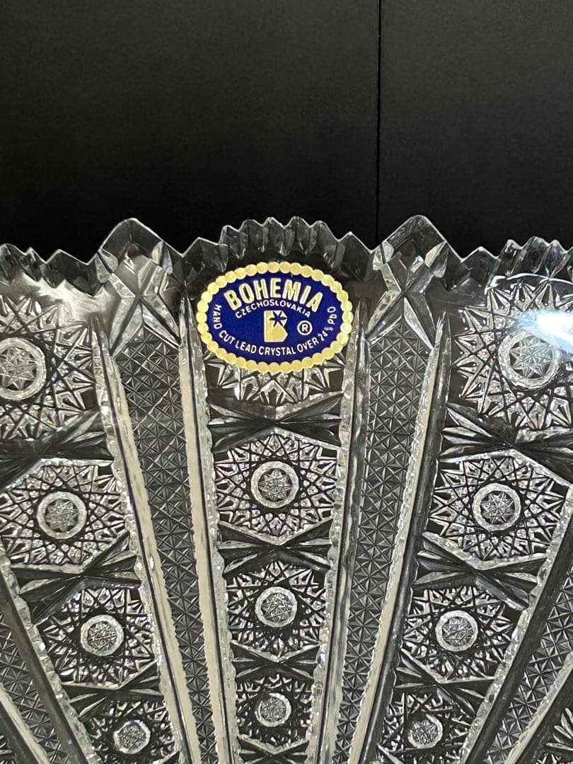 【新品・未使用品】ボヘミアクリスタル 大皿 ガラス 27.5cm 箱付