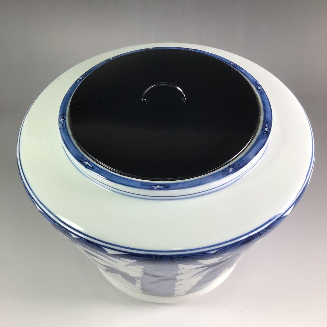 R236 水指 『平安 青峰造』『染付竹絵』『青華水指』 共箱 茶道具