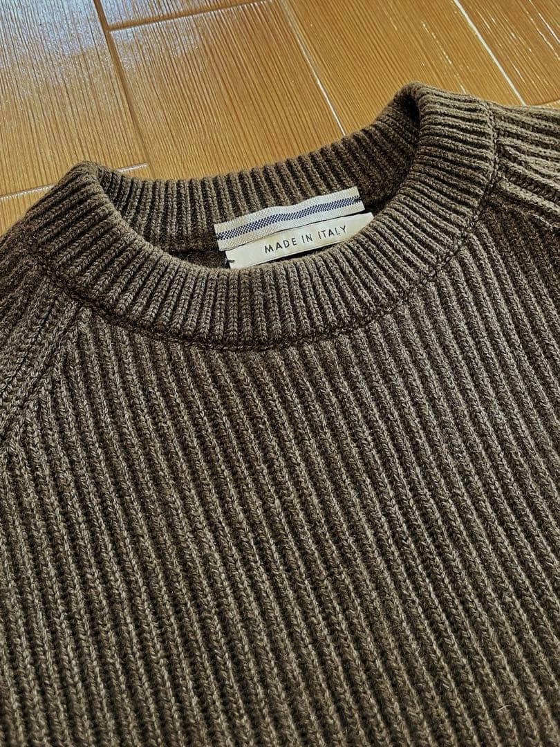 cristaseya カシミヤ100% ニット 短丈ゆったり Cristaseya：PADDED COLLAR CASHMERE SWEATER - BLUE - ORANN ONLINE SHOP