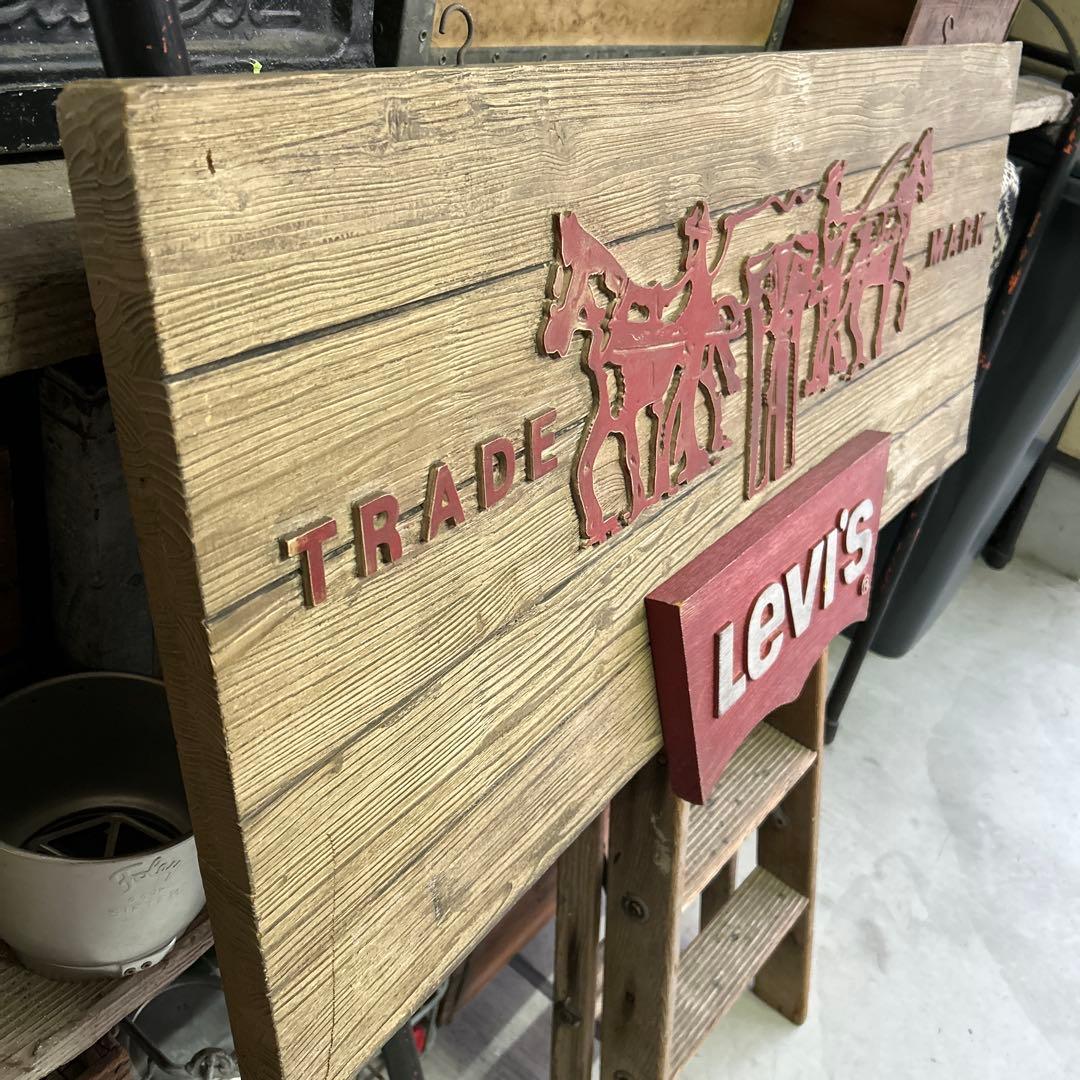希少】リーバイス Levi's 大型看板 ウッドサイン 店舗什器 非売品 レア