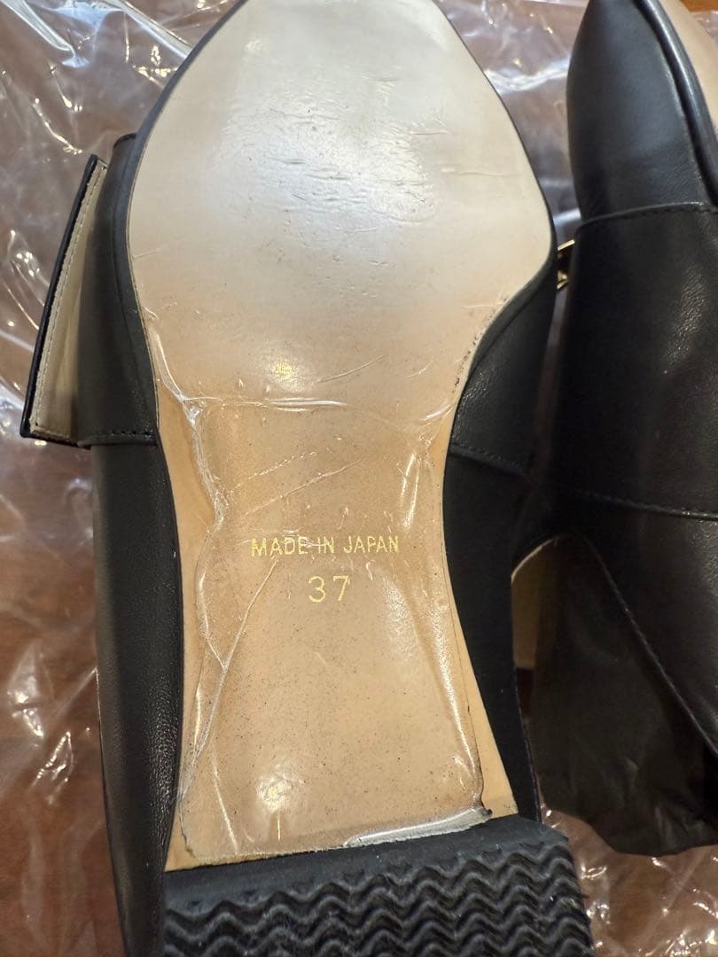 【値下げしました】UN3D. 23.0〜23.5cm ブラックレザー ミュール