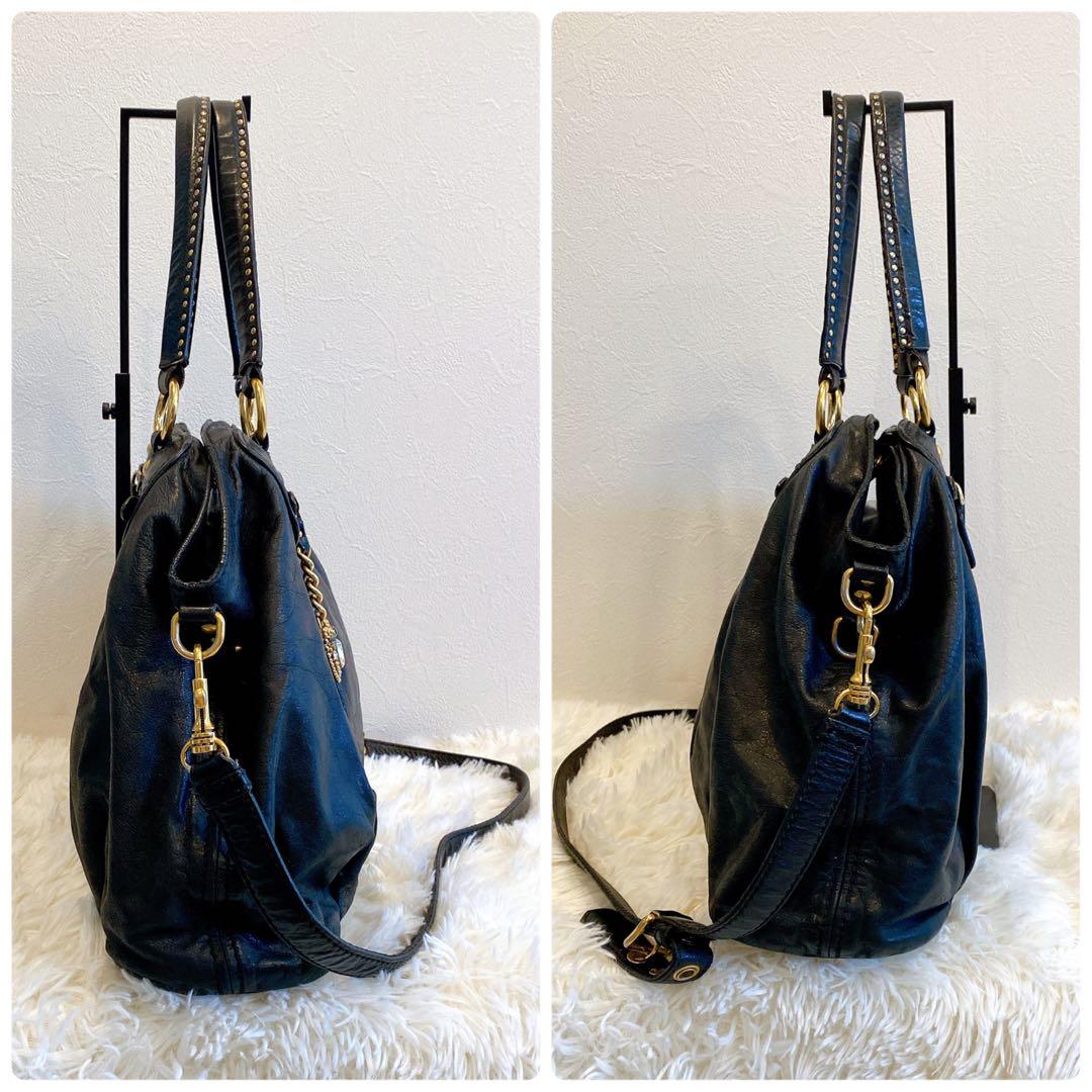 MIUMIU ミュウミュウ バッグ ハートチャーム スタッズ レザー 2WAY