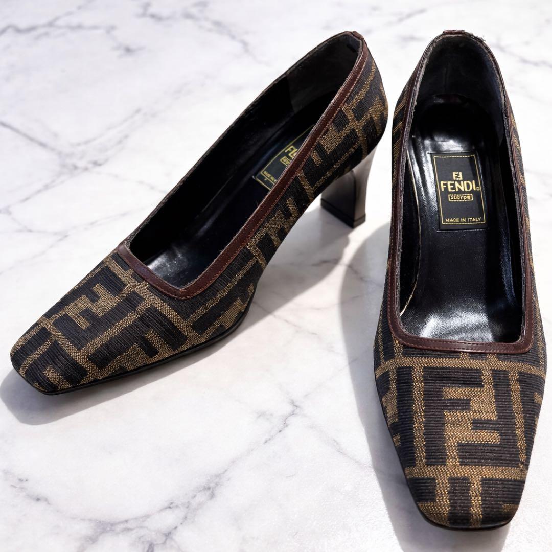美品 FENDI フェンディ ズッカ柄 パンプス 36 23cm 茶 黒 FF - メルカリ