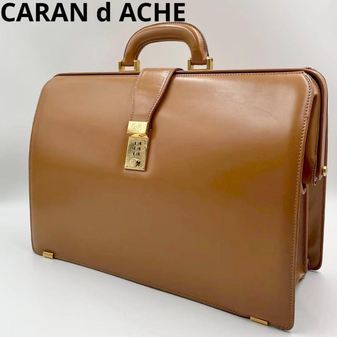 極美品　カランダッシュ　レザーブリーフケース　ダレスバッグ　本革　キャメル ブリーフケース ダレスバッグ ビジネスバッグ B4ファイル メンズ 口枠