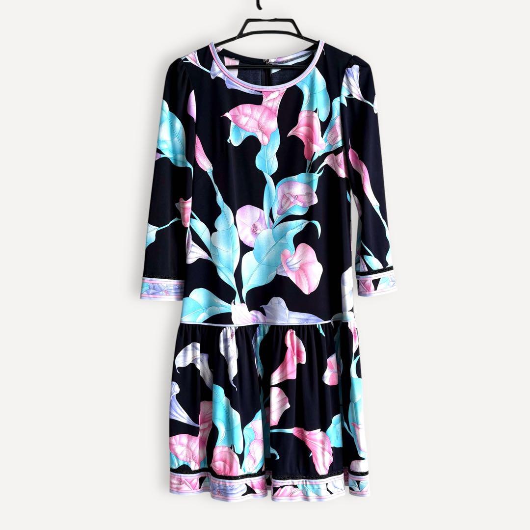 美品 LEONARD カンカン素材 ワンピース 38 花柄 楽天市場】レオナール LEONARD カンカン素材 半袖 花柄 フラワー