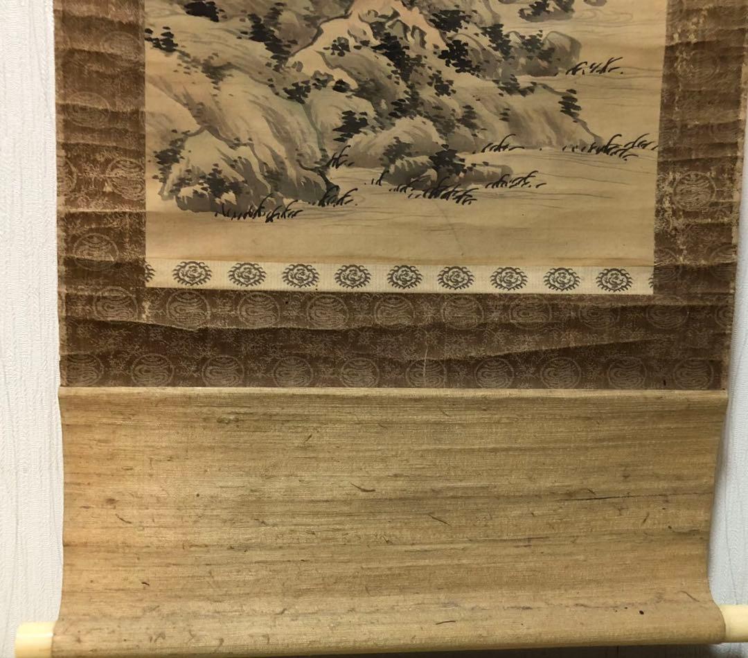 掛け軸2点／84、85［山水楼亭之図］＆［赤牡丹］肉筆 木箱無し！ 美術