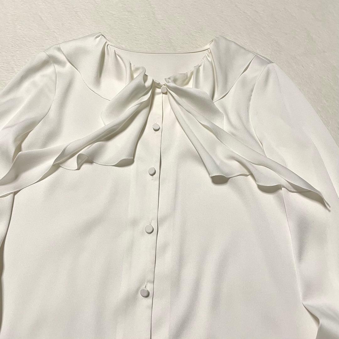 美品《ANAYIアナイ》シフォンフリルブラウス ホワイト Mサイズ