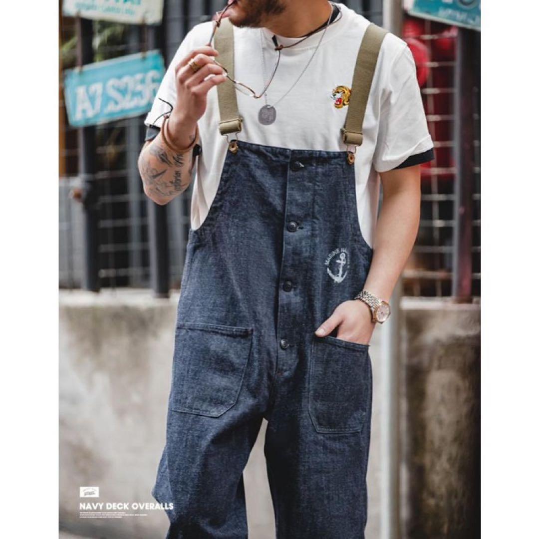 アメリカンレトロ海軍デッキオーバーオール デニム ベーシック オールインワン Amazon | [karaku] オーバーオール メンズ 綿100% 多ポケット