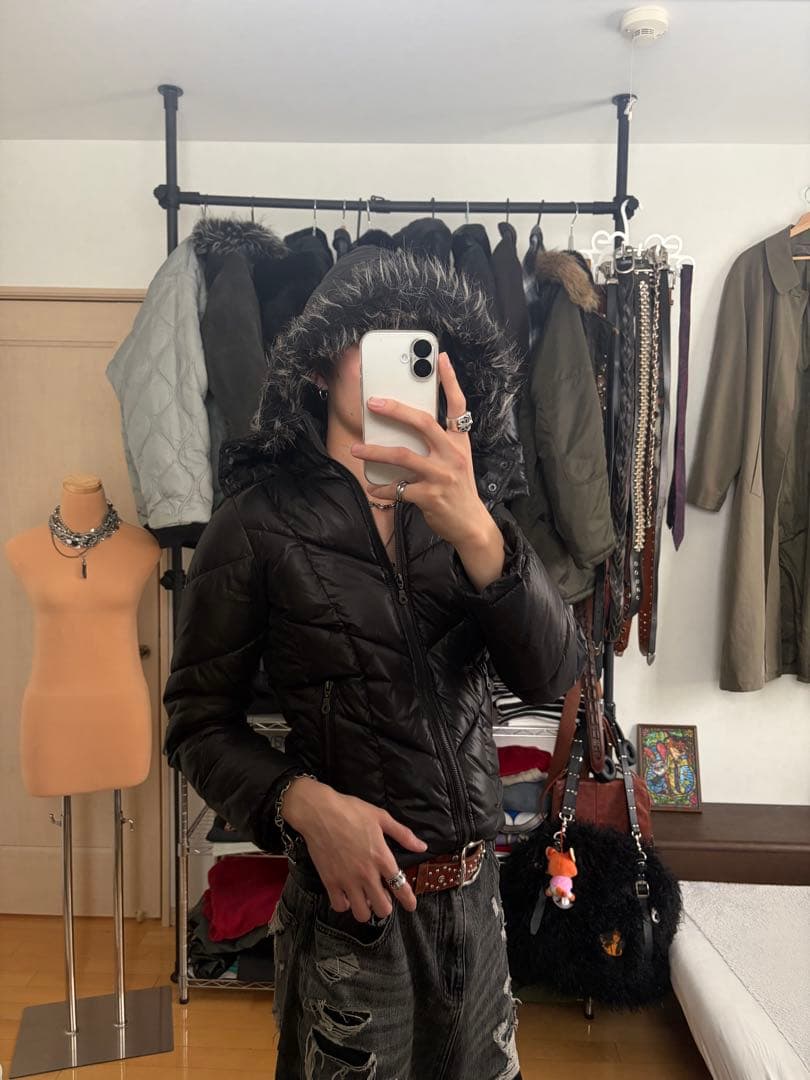 FUGA ダウンジャケット ファー y2k vkei グランジ 平成 お兄系 - メルカリ