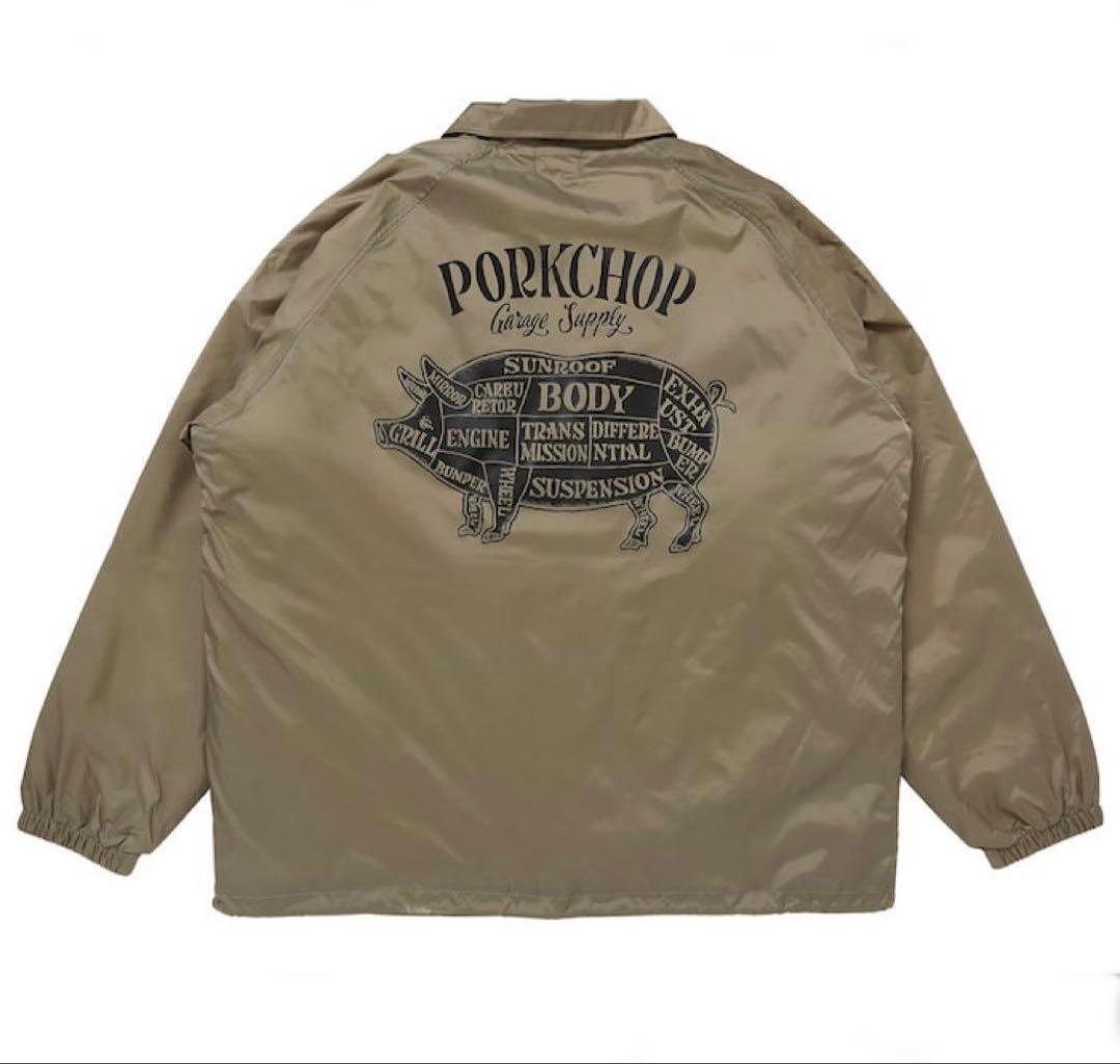 即完品ポークチョップガレージ　コーチジャケット　Lサイズ　ベージュ PORKCHOP GARAGE SUPPLY - BOA COACH JKT (OLIVE) / ボアインナー
