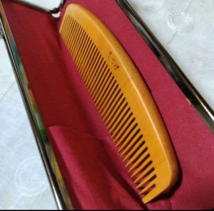 【未使用】本つげ櫛　お六ぐし　14.5cm