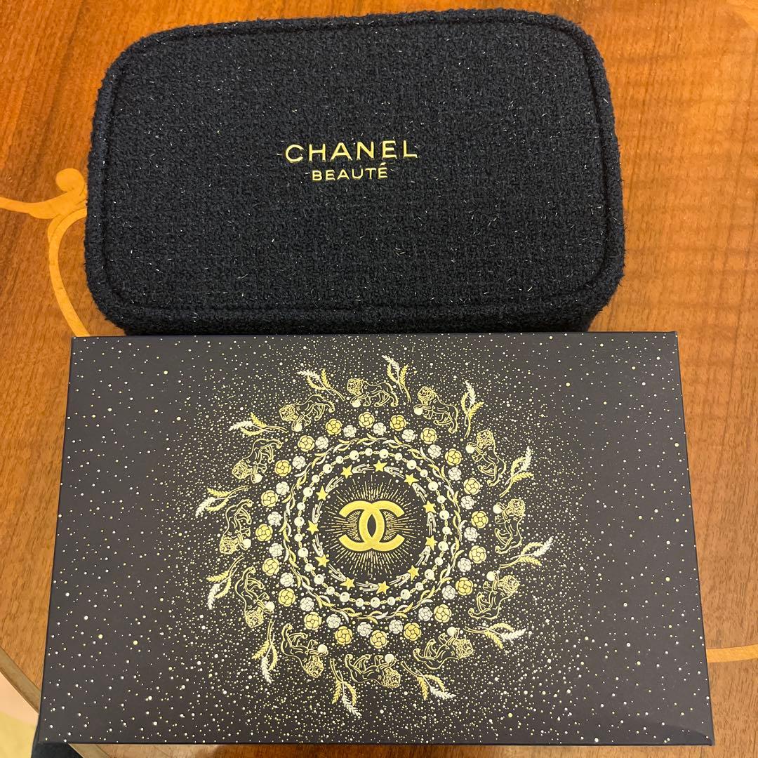 CHANEL BEAUTE ツイードジッパーポーチ ブランド 二子玉) CHANEL BEAUTE シャネル ビューティ 未使用