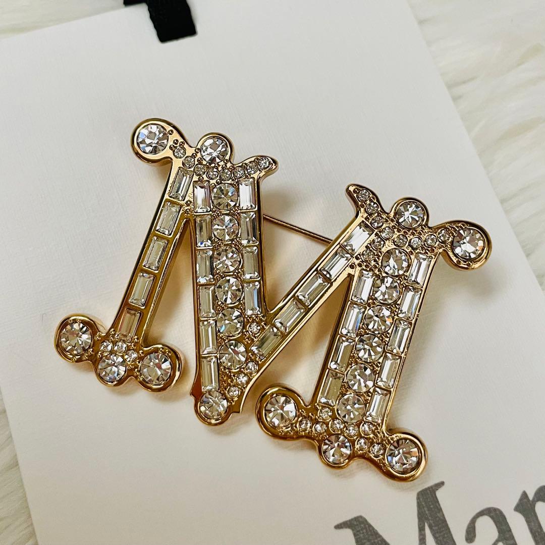 【新品未使用】Max Mara バス クリスタル ブローチ バス] クリスタル ブローチ, optical white | Max Mara
