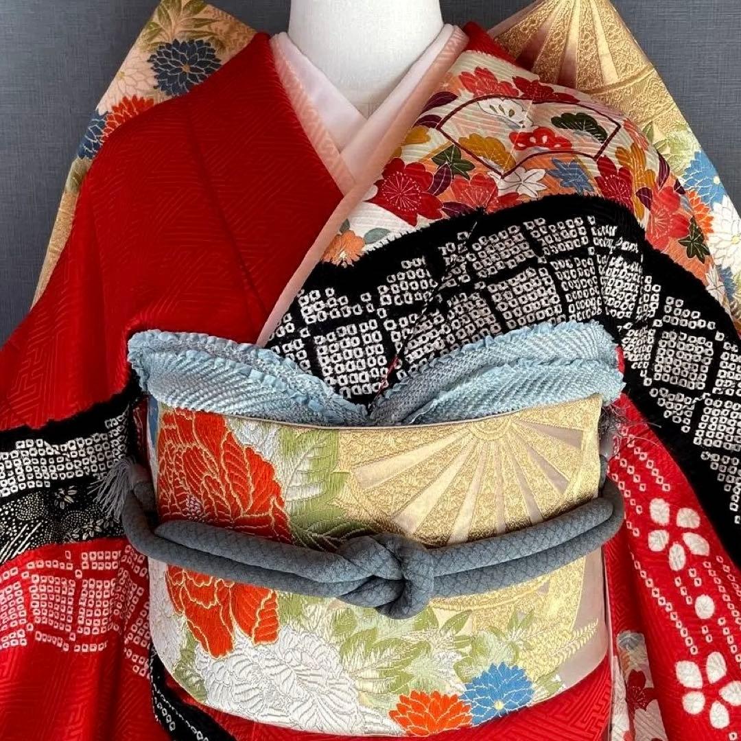 振袖フルセット 高身長 絞り 手描き友禅 成人式振袖 振袖 裄丈69