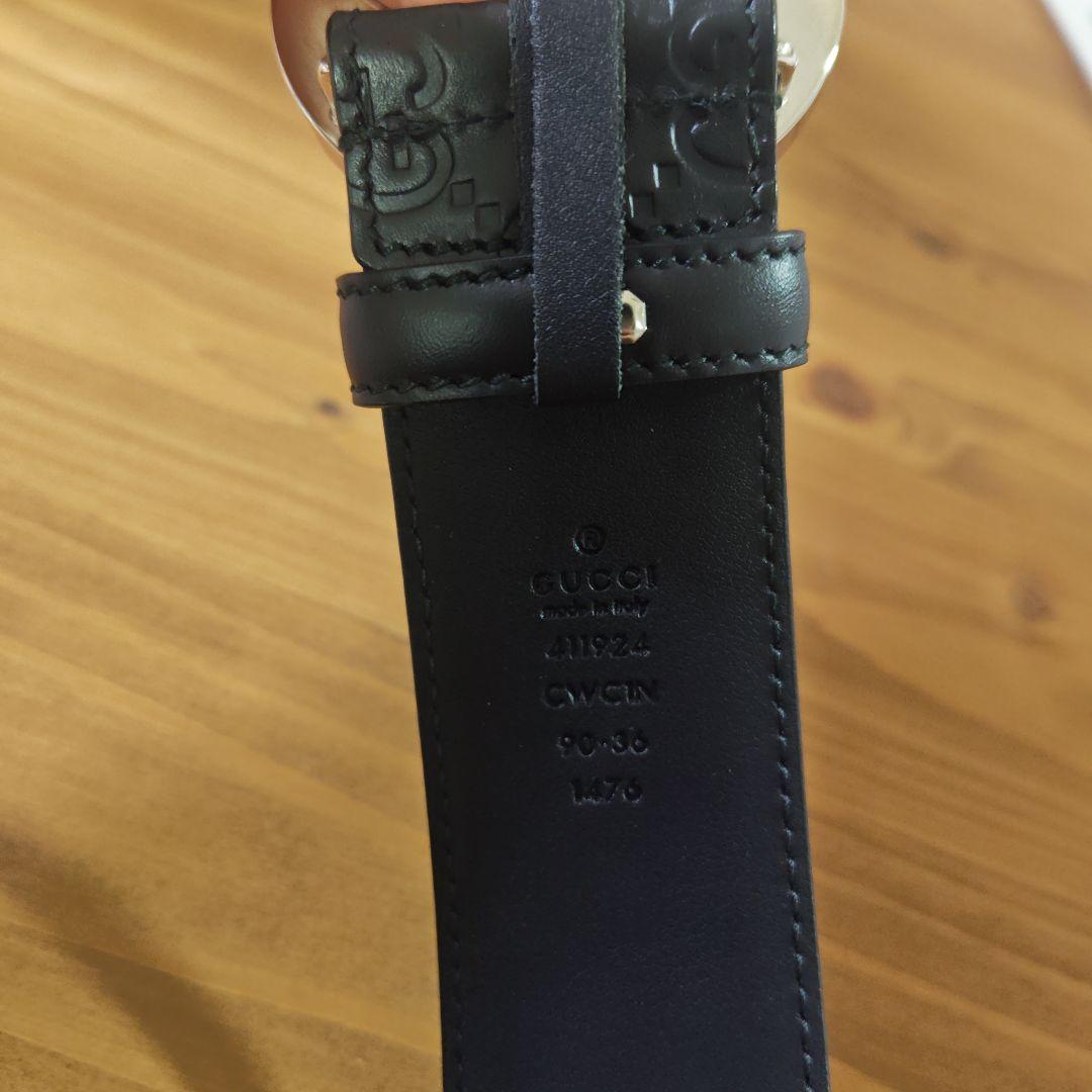 GUCCI ブラックレザーベルト ダブルGロゴ - メルカリ