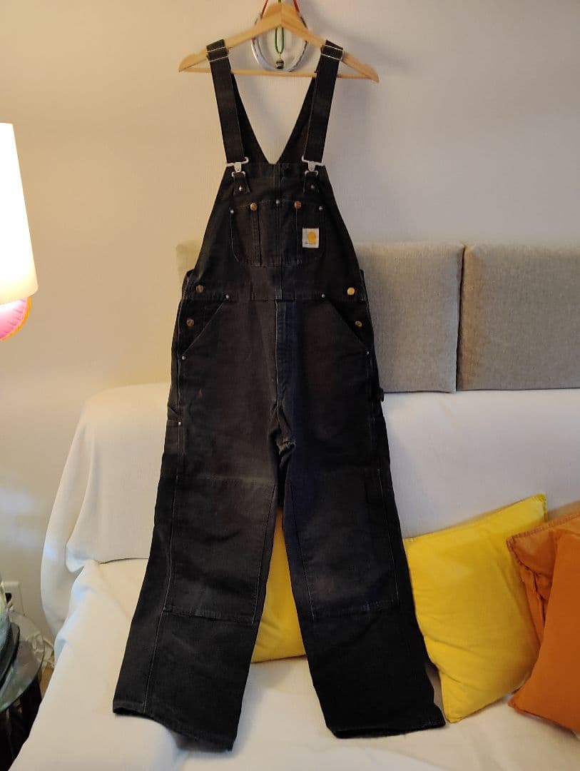 アキ　Carhartt ダブルニーW34 ブラック　USA製 カーハート ダブルニー ダックペインターパンツ ブラック 表記(34x32