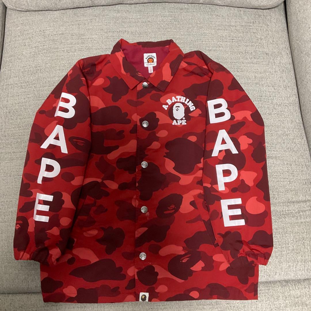 BAPE KIDS レッド迷彩ジャケット 140cm - メルカリ