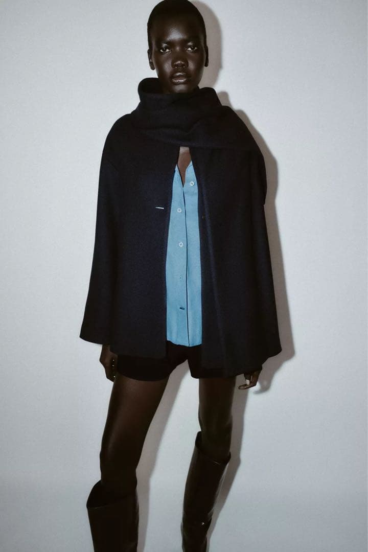 最安値】ZARA ウールショートスカーフコート S 新品タグ付き 完売品