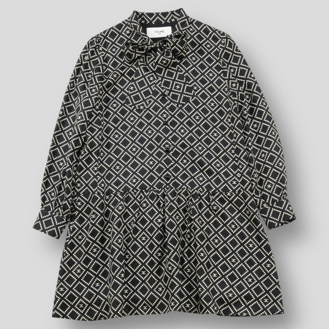 極美品 CELINE 24AW バスク ミニドレス / シルクツイル トリオンフ バスク ミニドレス / シルクツイル レディース | CELINE | 24S