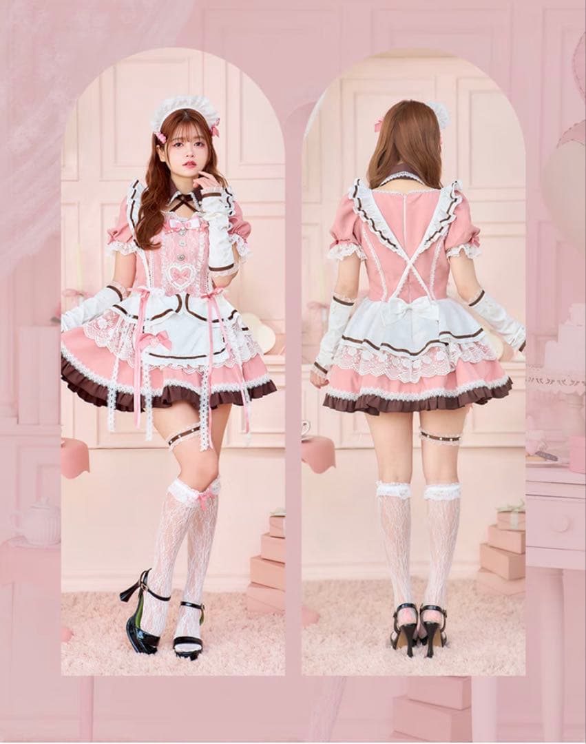 ブーケリボンジュエルピンクメイド《バレンタインコスプレ11点セット》