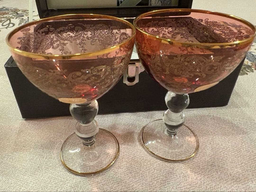 ボヘミアグラス チェコスロバキア ペアグラス 金彩 - メルカリ