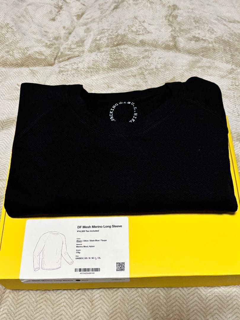 山と道DF Mesh Merino Long Sleeve ブラック Lサイズ 山と道｜DF Mesh Merino Long Sleeve（Unisex) - NATURAL ANCHORS