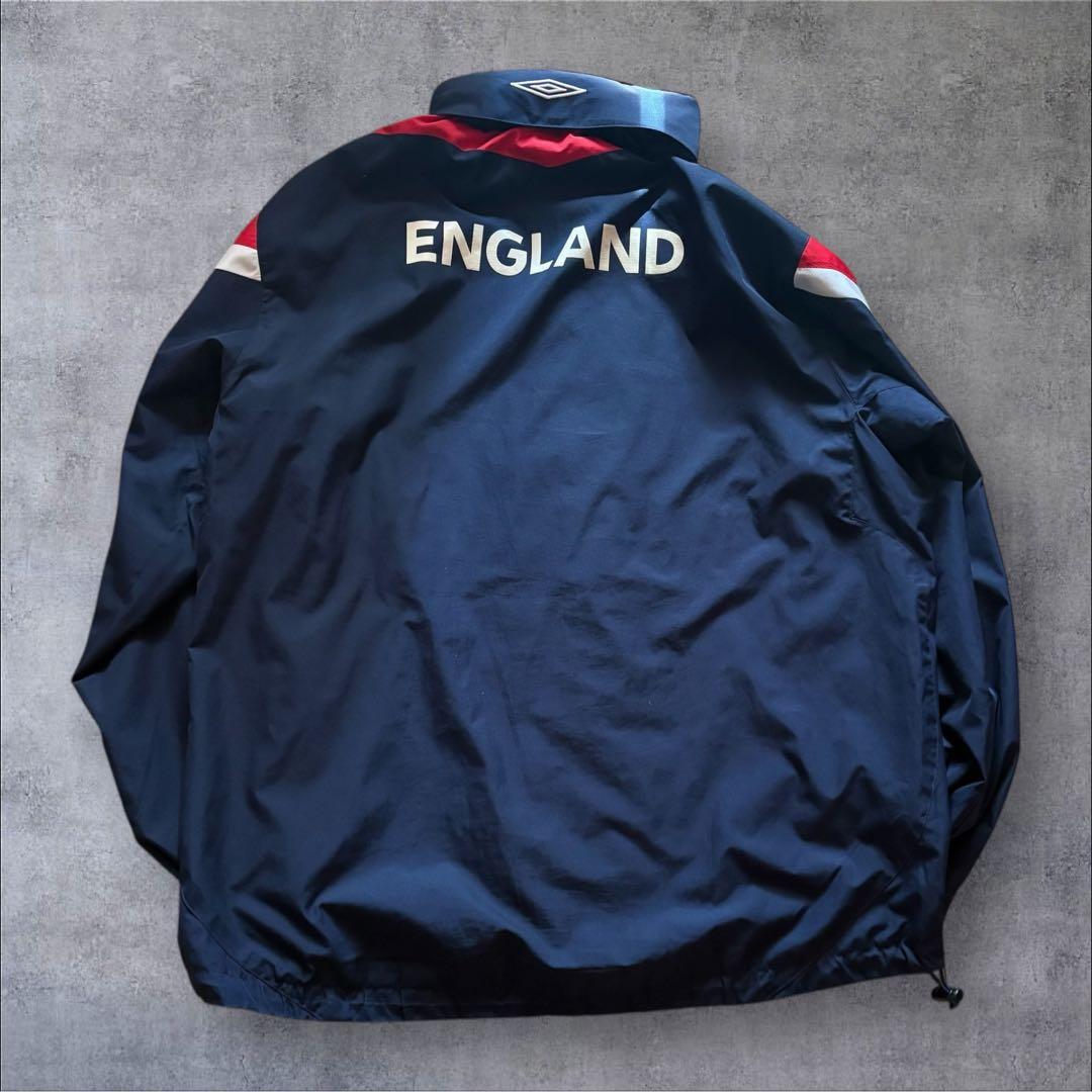 O22】UMBRO×イングランド代表刺繍ナイロンジャケットLネイビー×赤×白