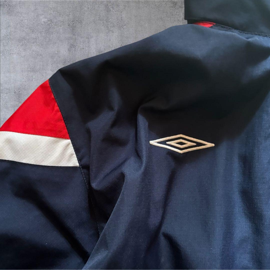 O22】UMBRO×イングランド代表刺繍ナイロンジャケットLネイビー×赤×白
