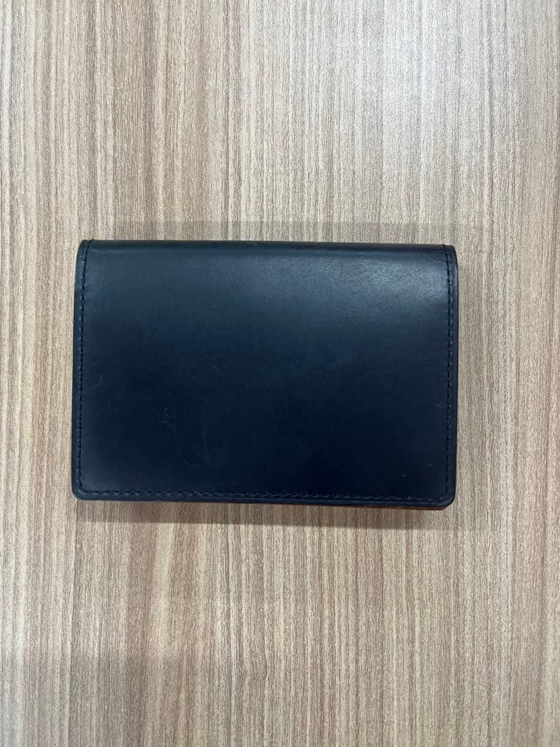 【美品】GANZO レザー 名刺入れ ネイビー(紺) 本革 万双とGANZOのブライドルレザー ネイビーの名刺入れ。一年経過後の