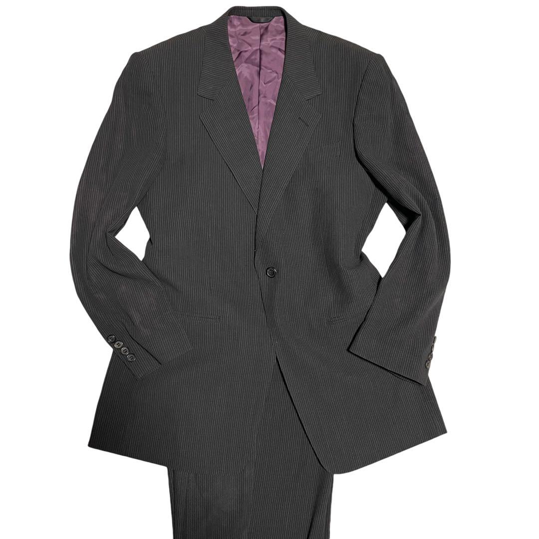 派手裏地【ポールスミスコレクション】黒タグ ストライプスーツ