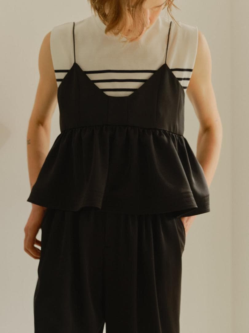 38 即日発送 新品 MACHATT サテンフレアキャミソール ブラック