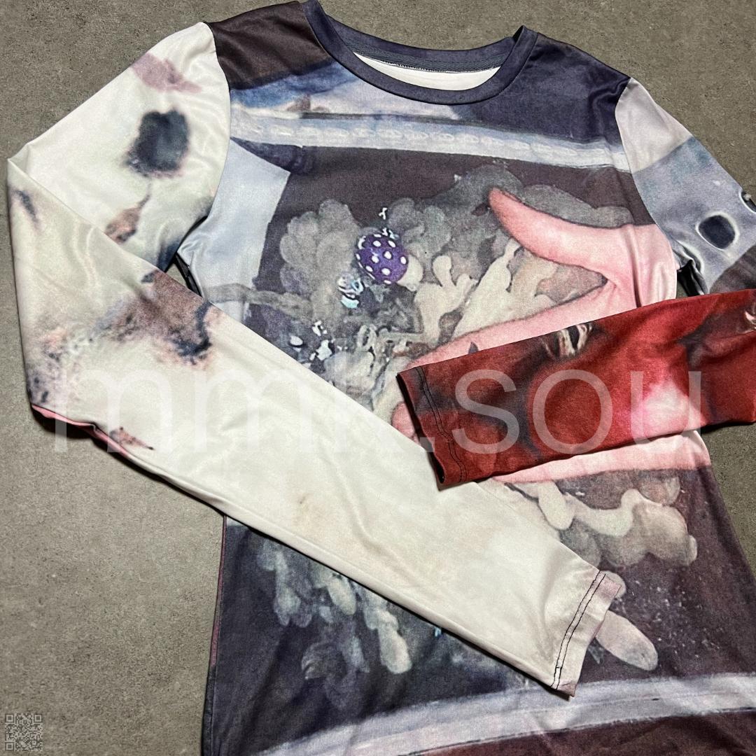 アートプリントカットソー パワーネット セカンドスキン Tシャツ 秋冬