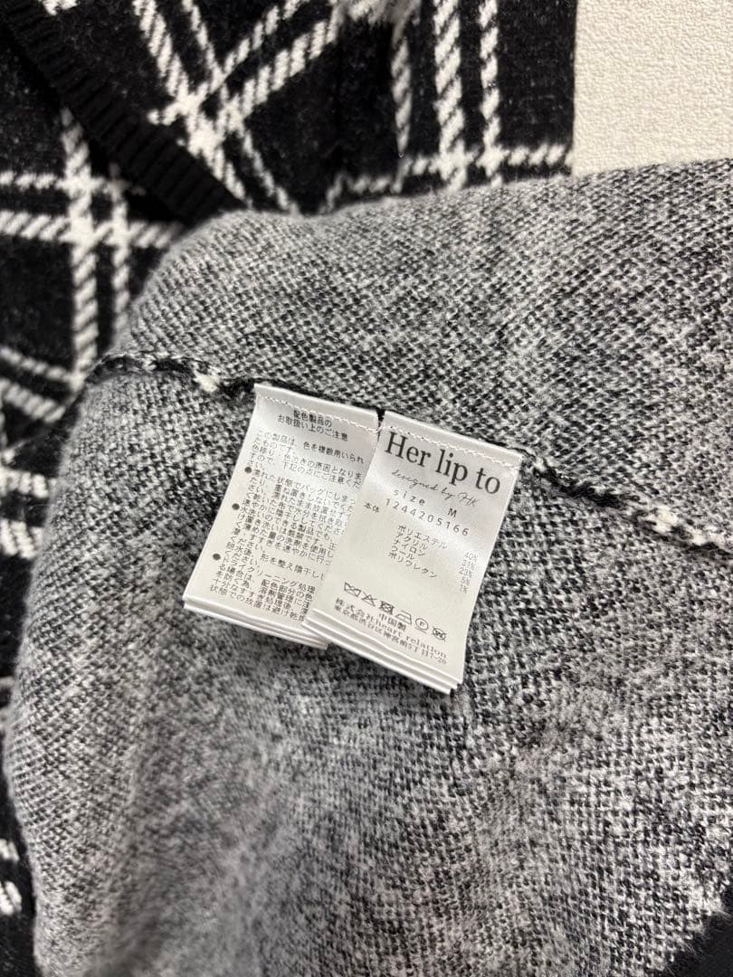 Herlipto Pantheon Checked Knit Dress M 黒 - メルカリ