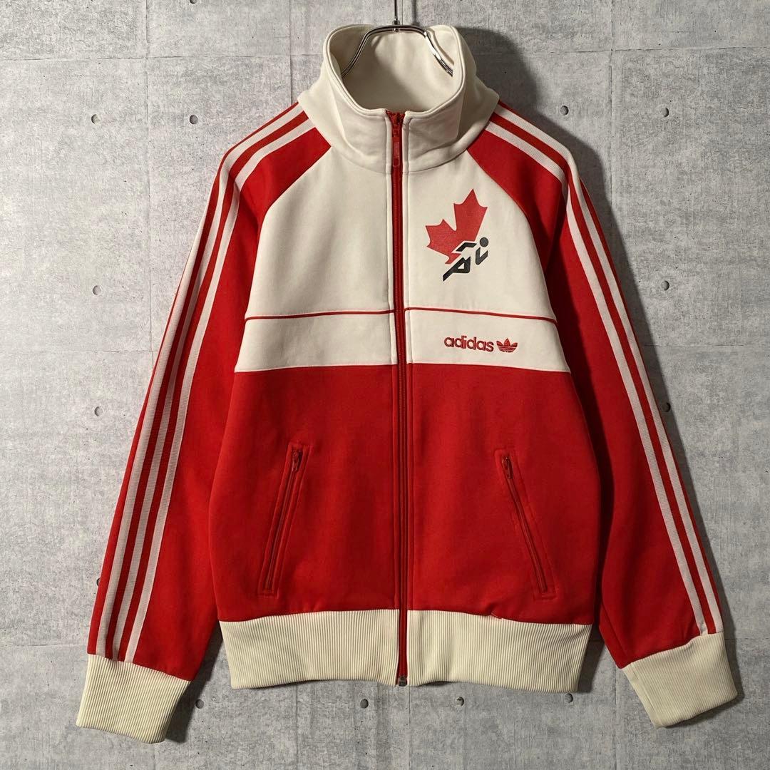 希少】アディダス カナダ代表 トラックジャケット 刺繍ロゴ 赤 白 M