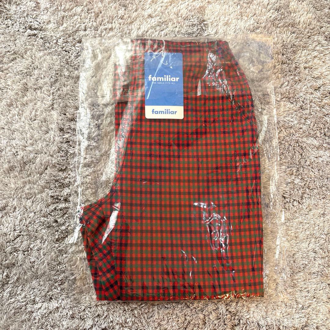 新品未使用 ファミリア 赤系チェック パンツ 9分丈 赤 130 男の子 女の子