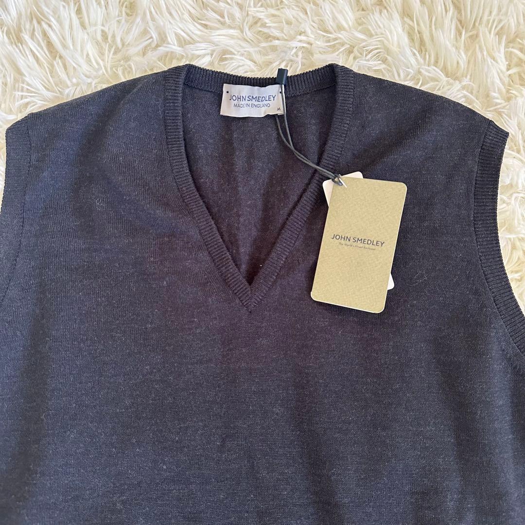 新品未使用 ジョンスメドレー ニットベスト ブラック 紺 サイズM