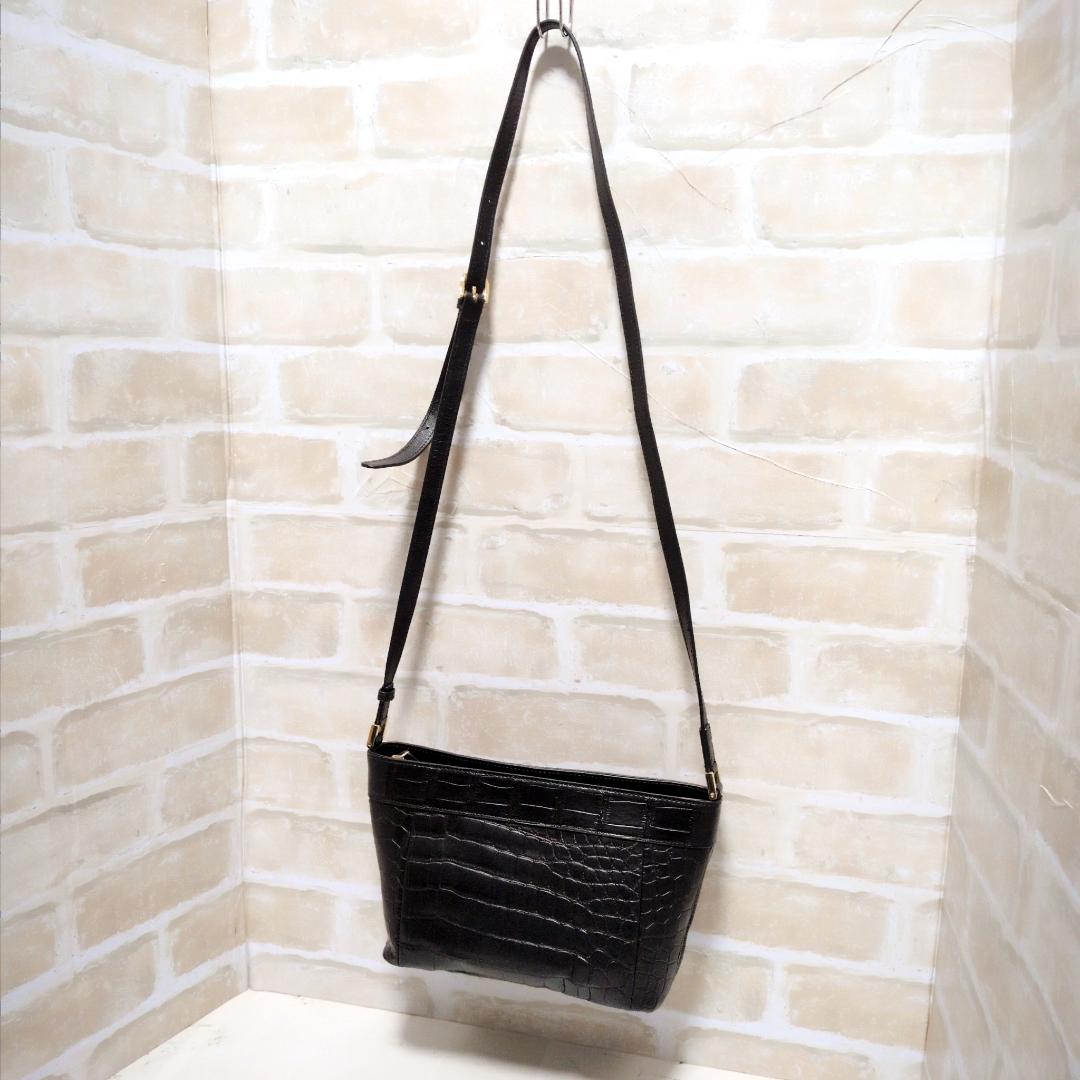 ☆クロコダイル/バケツ型 ショルダーバッグ ブラック 美品 希少レア