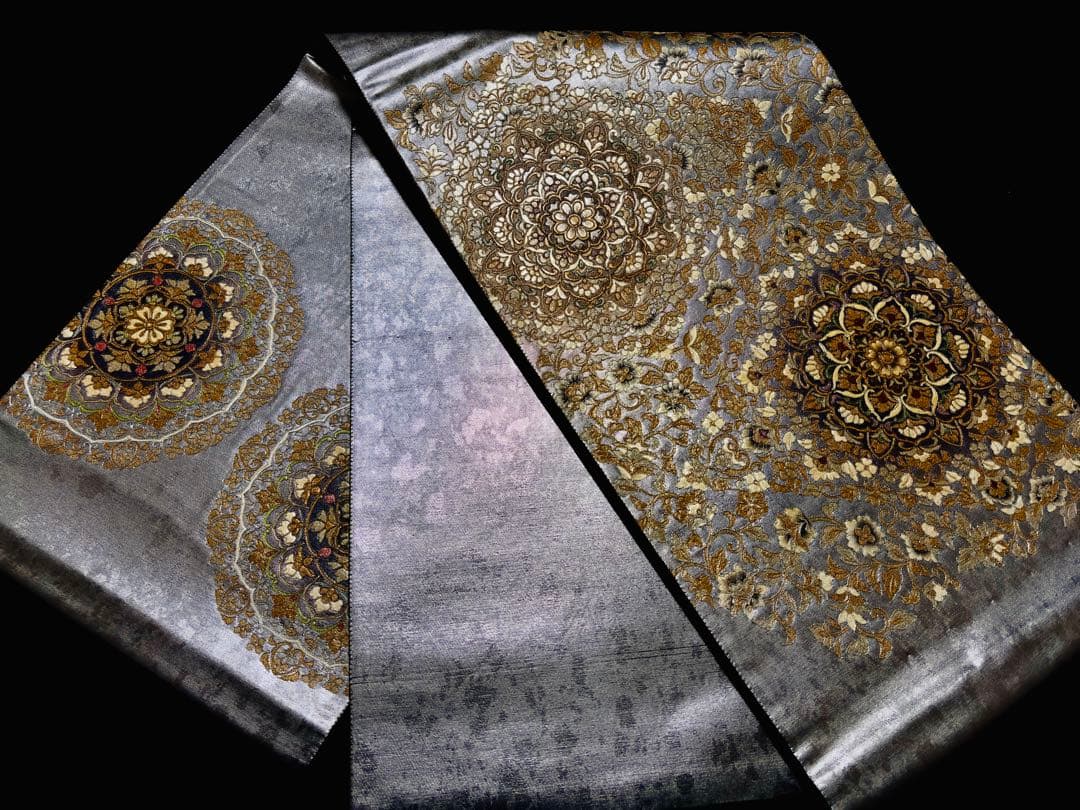 超美品】袋帯 金駒刺繍 宝相華 お太鼓 シルバー - メルカリ