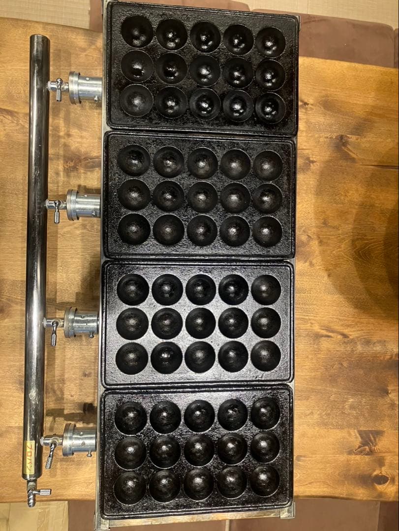 ②【良品】 IKK 業務用 たこ焼き器 154S プロパン 15穴×4連 鉄鋳物