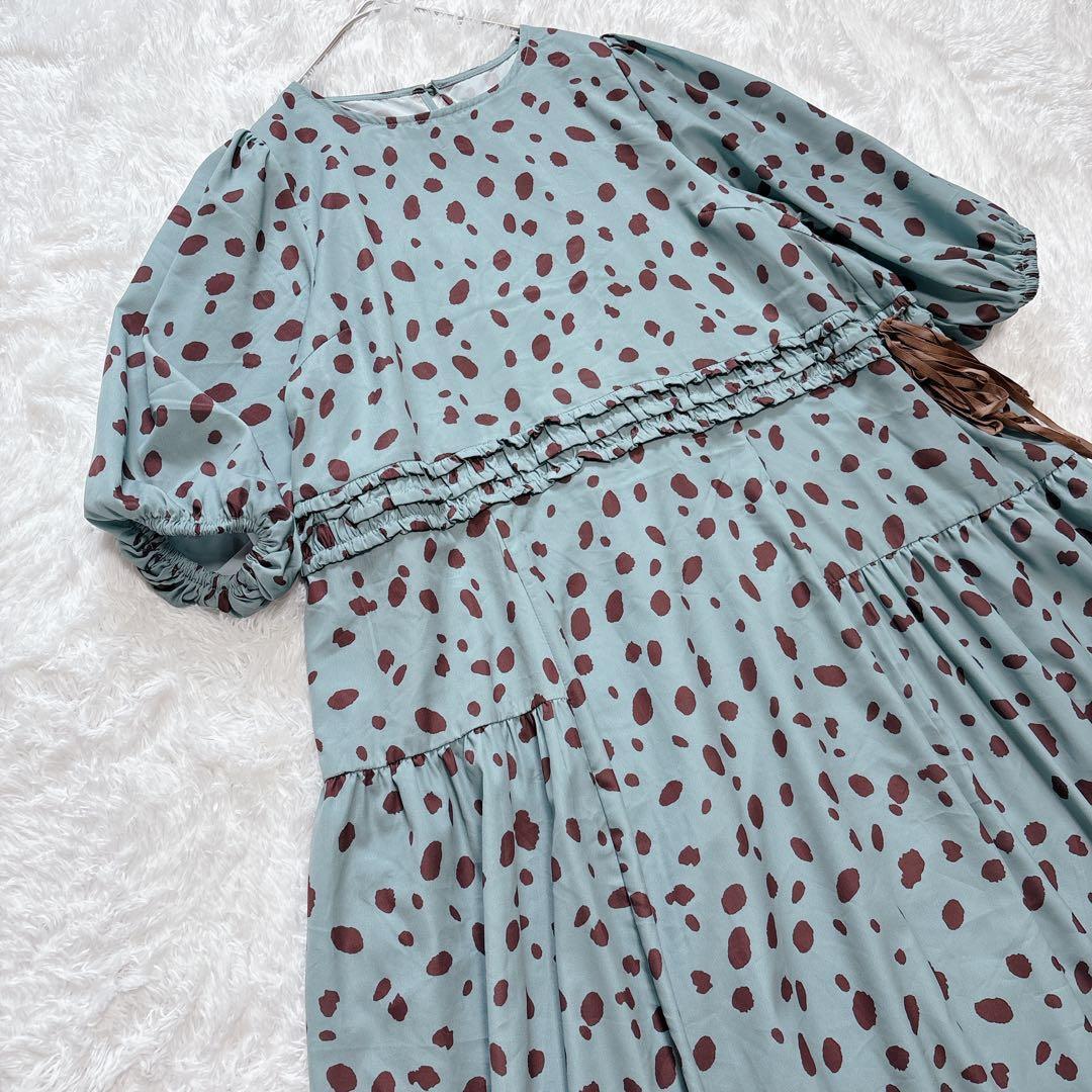 美品】mmts 猫襟付き ブチ柄ワンピース マミタス 中川翔子 ドット