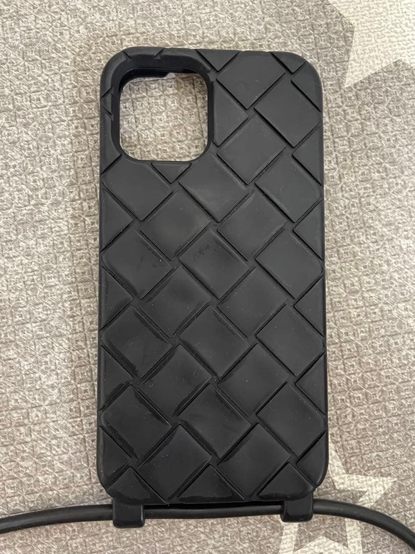 ボッテガヴェネタiPhone12ケース イントレチャート 黒 ショルダー