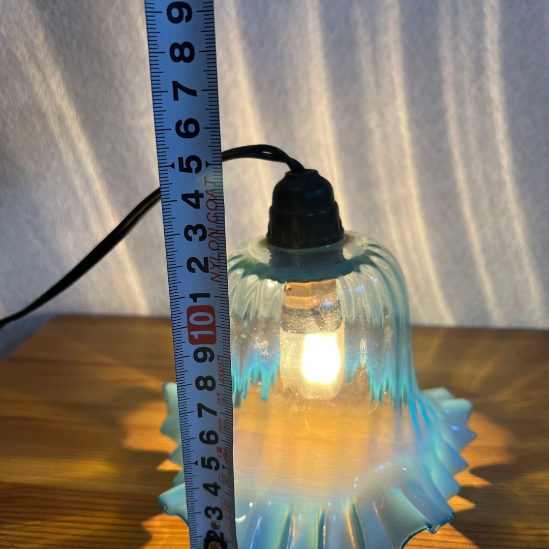 ヴィンテージ 青色フリル付きベル型ペンダントライト 家具・インテリア