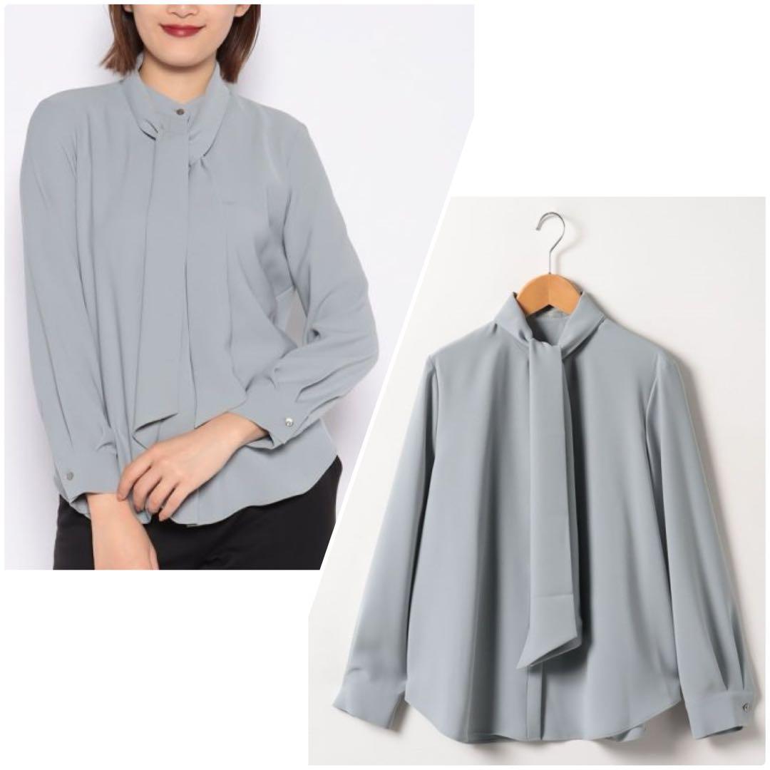 Theory Luxe ボウタイ取り外し可能ブラウス 2way ブルーグレー - メルカリ