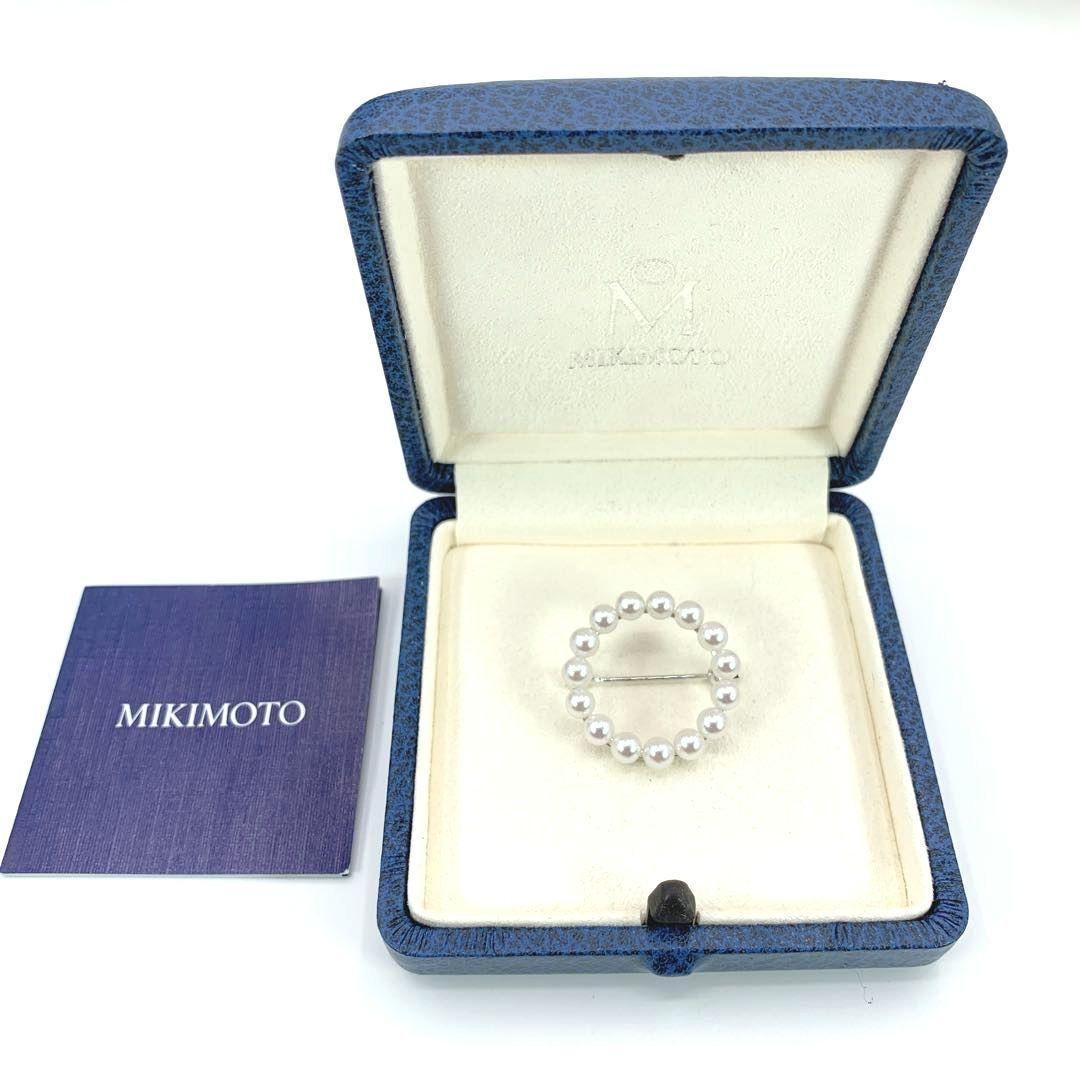 未使用級　MIKIMOTO　ミキモト　サークル　ブローチ　パール　4.3mm